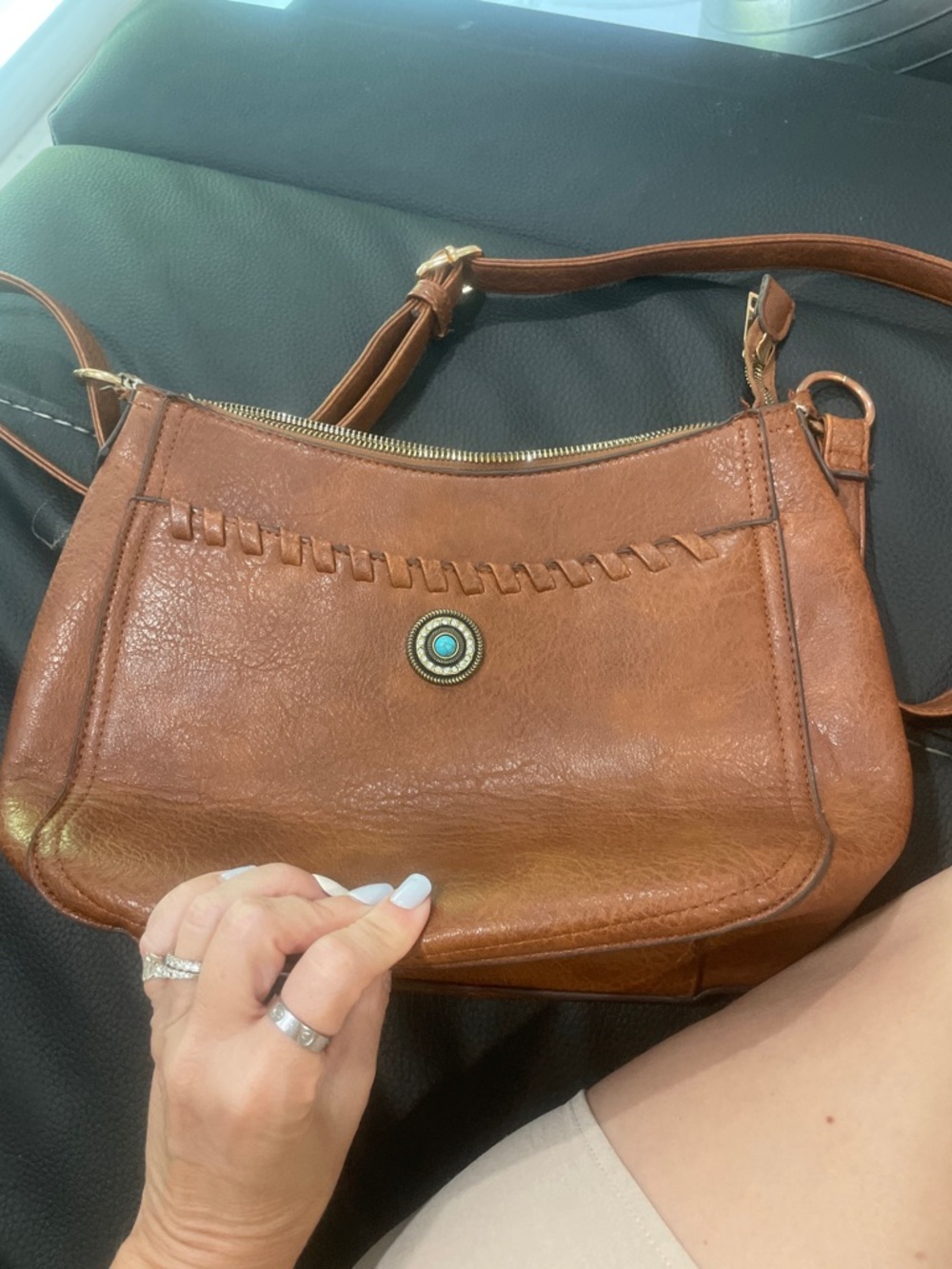 Malibu Skye NWOT Cognac Boho Crossbody Bag